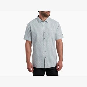 KUHL MENS PERSUADR SHORT SLEEVE BUTTON UP SHIRT SEA SALT SZ SMALL NWT $75